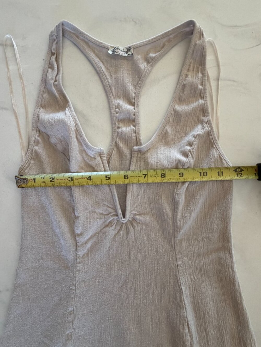 Intimately ๐ป Free People ๐ป Ladies Night Bodycon Mini Slip Dress Beige Sz Small - Picture 9 of 11